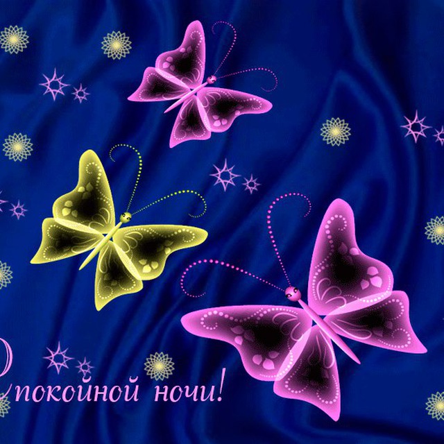 Доброй ночи красивые анимация. Открытки спокойной ночи. Прекрасная ночь. Спокойной ночи бабочки. Открытка бабочка.