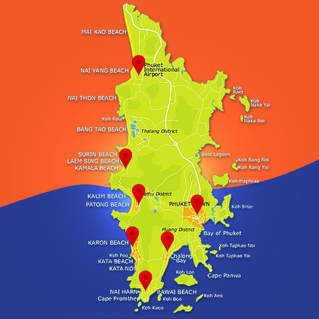 Карта пхукет 2023. Районы Пхукета. Таланг на карте Пхукета. Порт Пхукета на карте. Равай на карте.